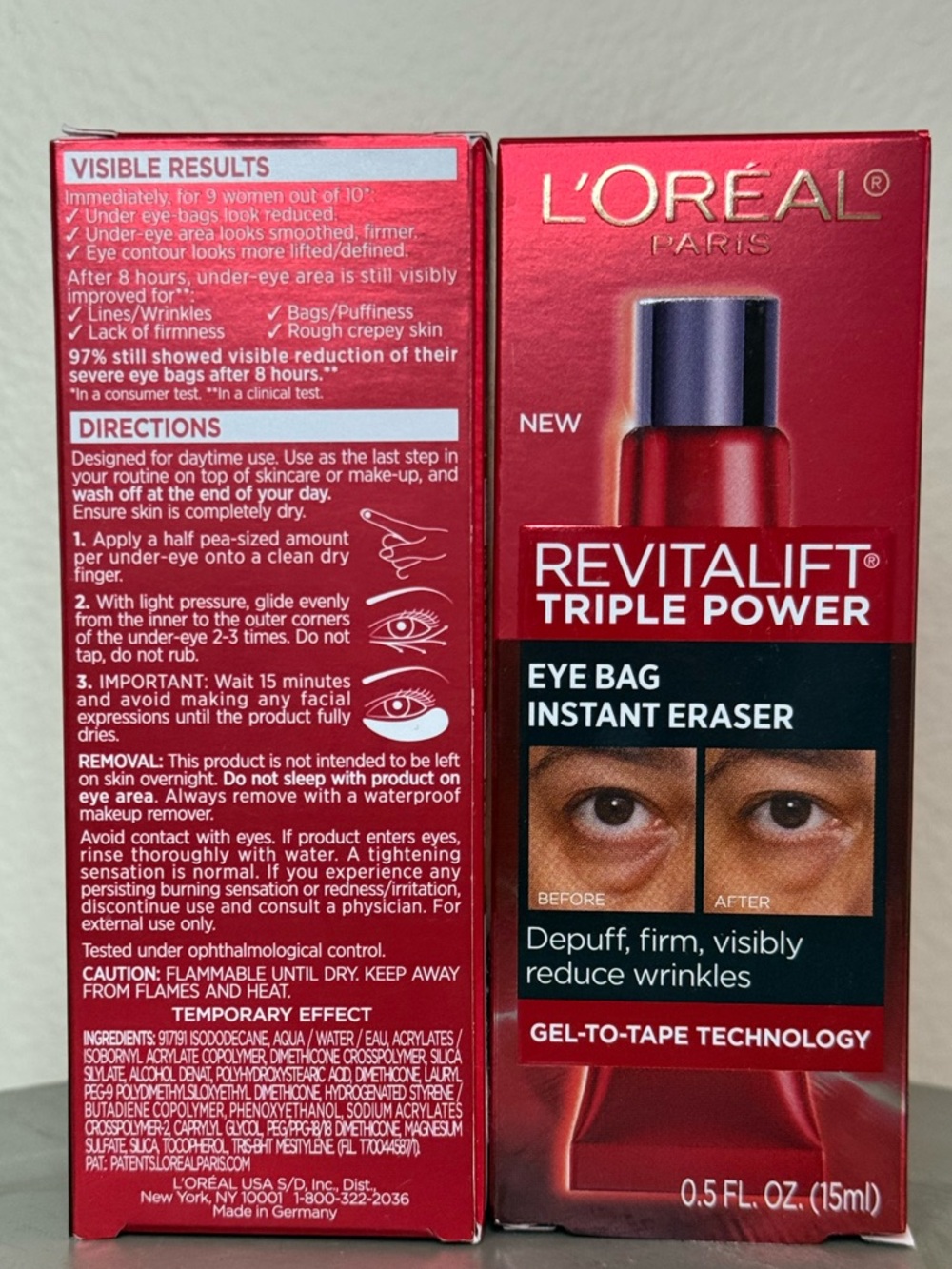 L'Oreal Revitalift Triple Power Eye Bag Instant Eraser - Red - Picture 2 of 5